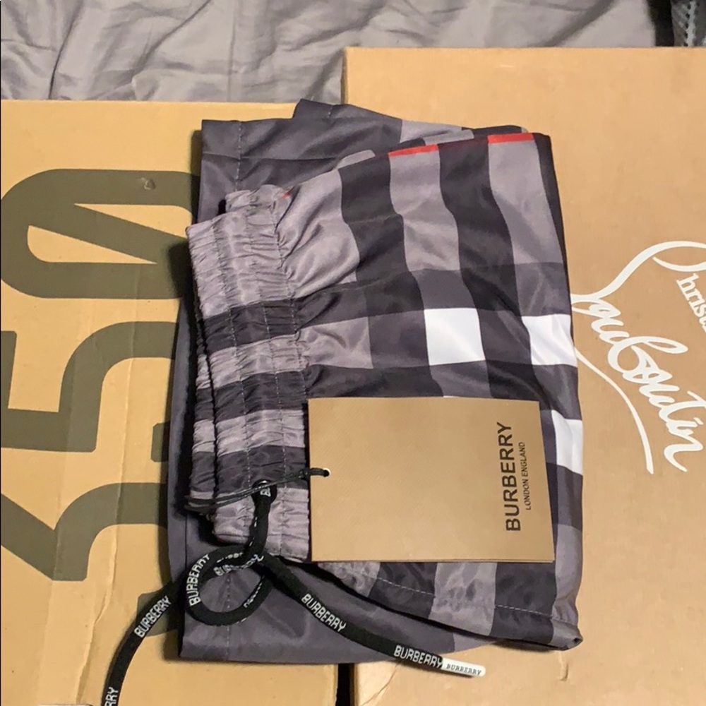 Burberry swim trucks.